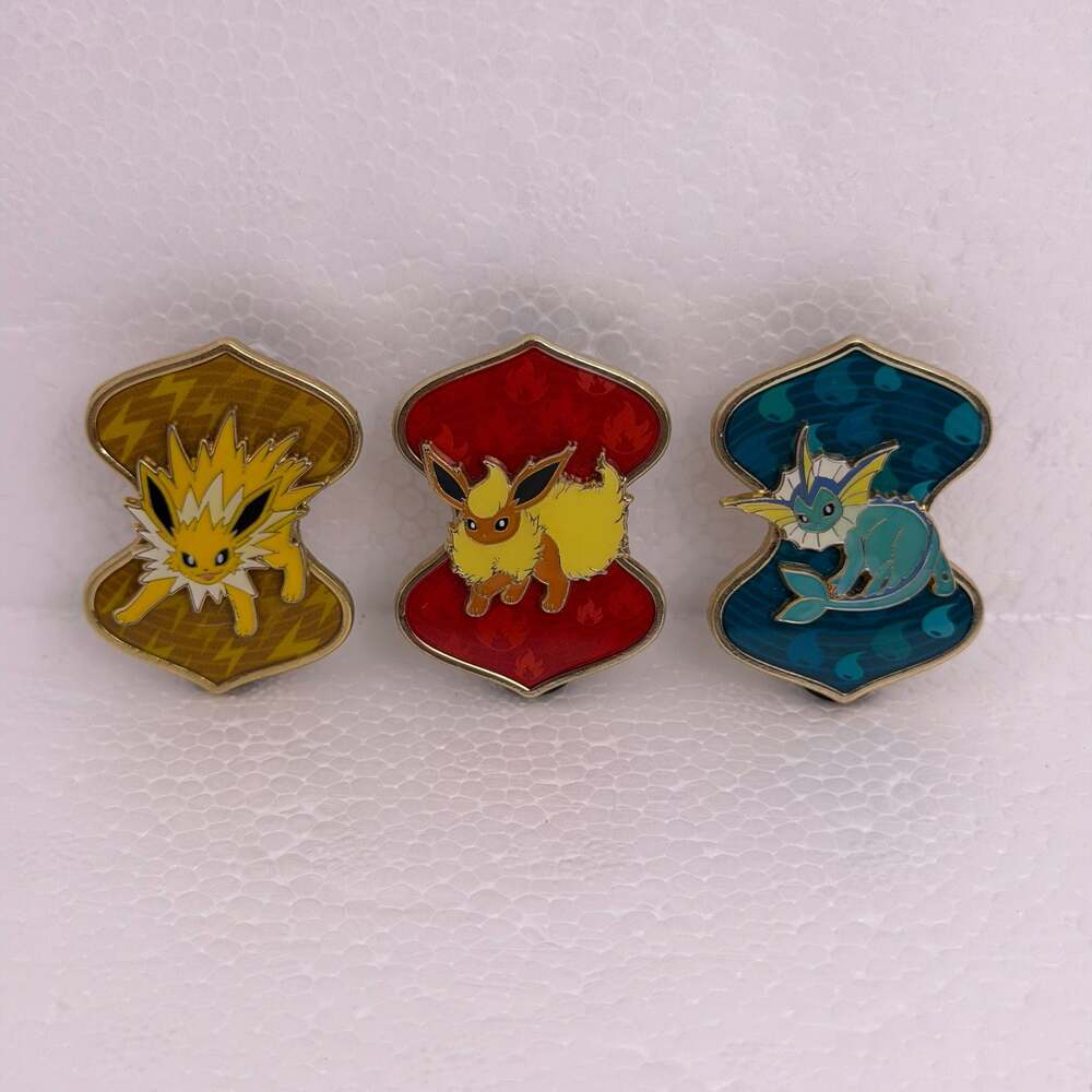 Pokemon Jolteon Flareon Vaporeon Eevee Evolutions Premium Collection Pins Trio